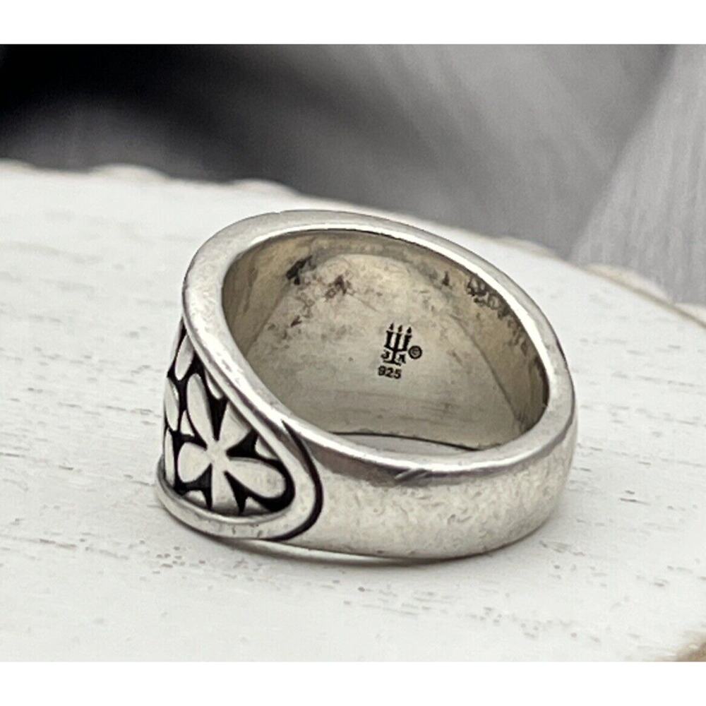 Retired James Avery Sterling Silver 925 Flower Wide Band Ring Size 6 - Picture 4 of 6